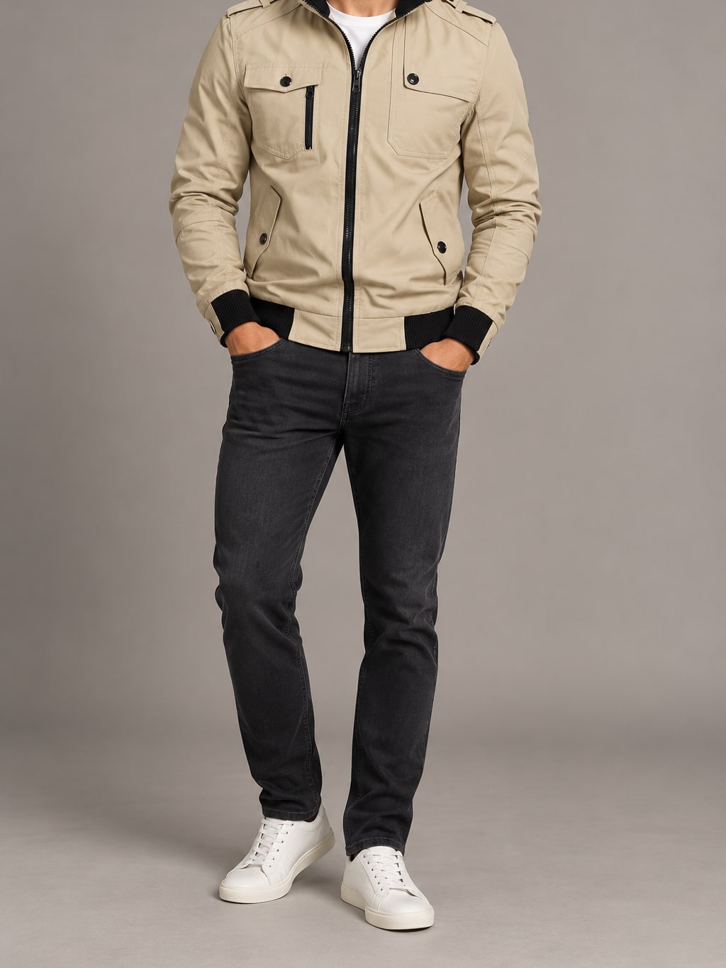 Utility Stand Collar Bomber Jacket