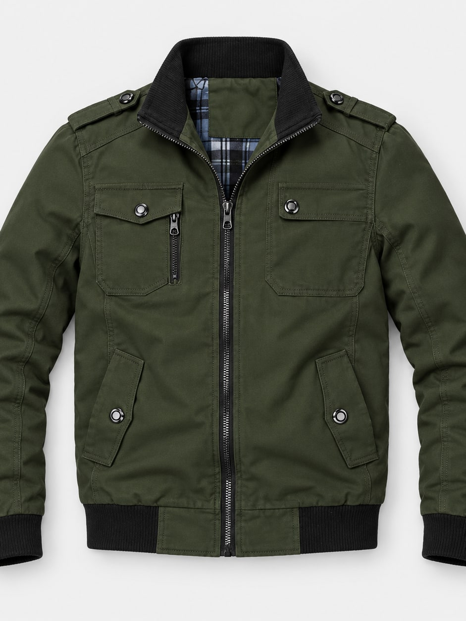 Utility Stand Collar Bomber Jacket