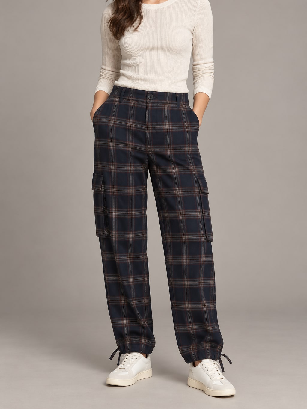 Plaid Cargo Trousers