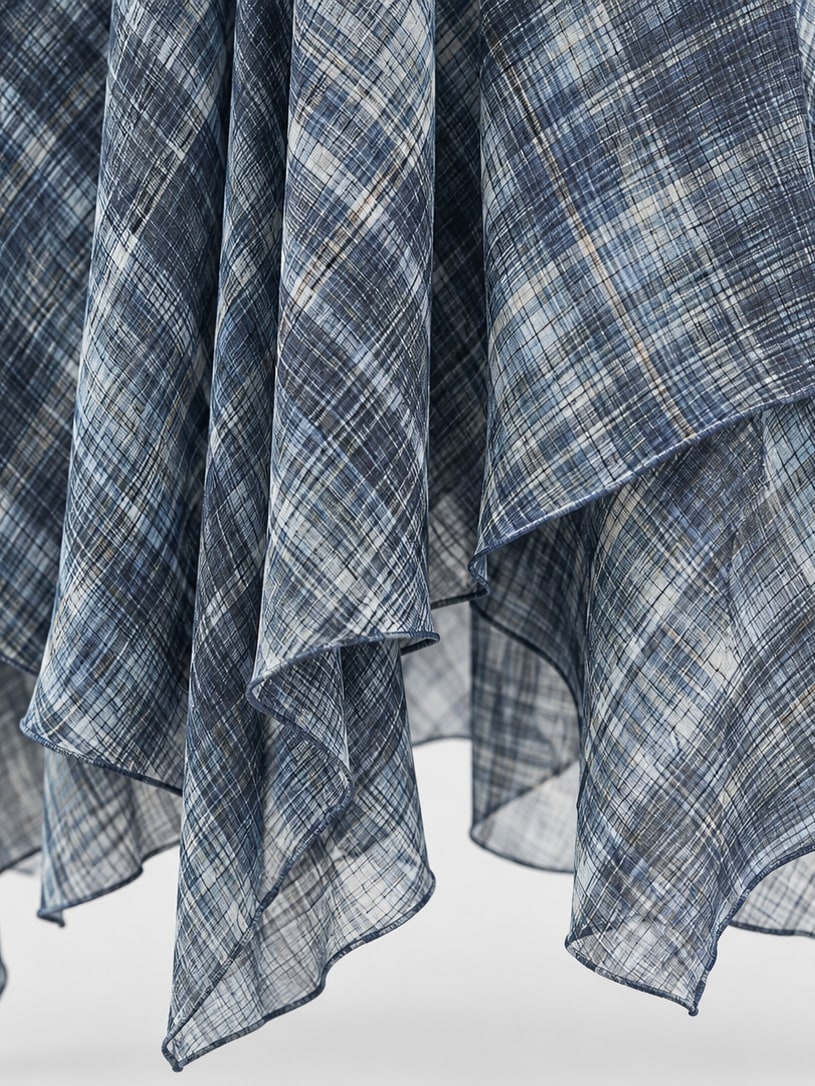 Asymmetrical Plaid Midi Skirt