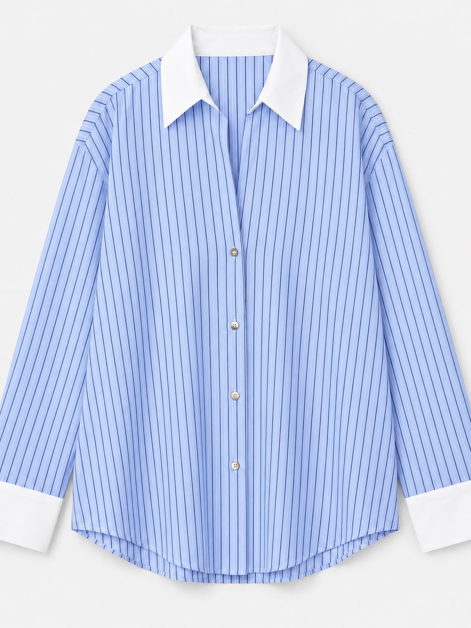 Striped Contrast Collar Shirt
