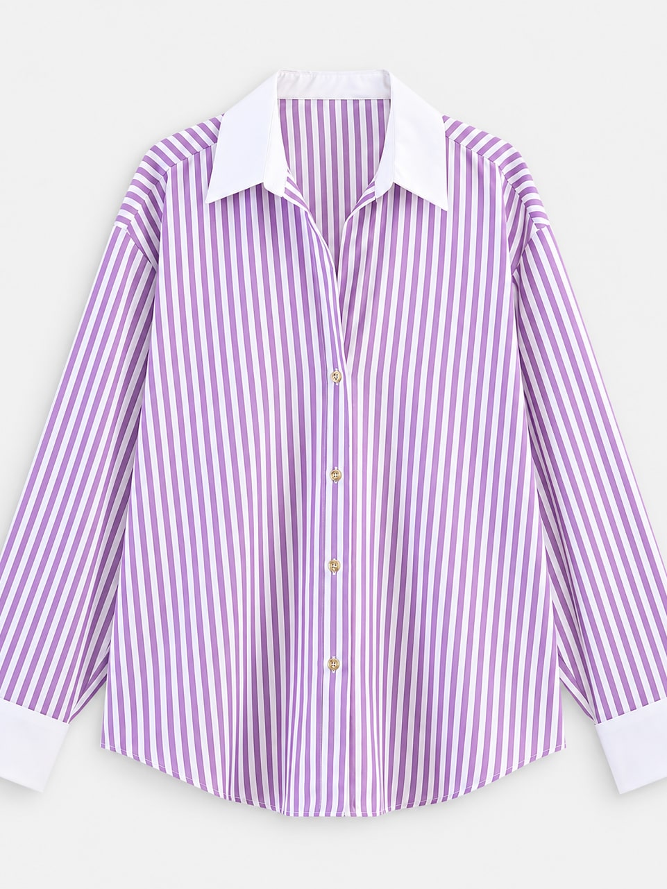 Striped Contrast Collar Shirt