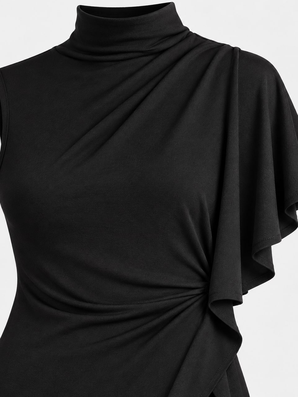 Asymmetrical Mock Neck Long Top