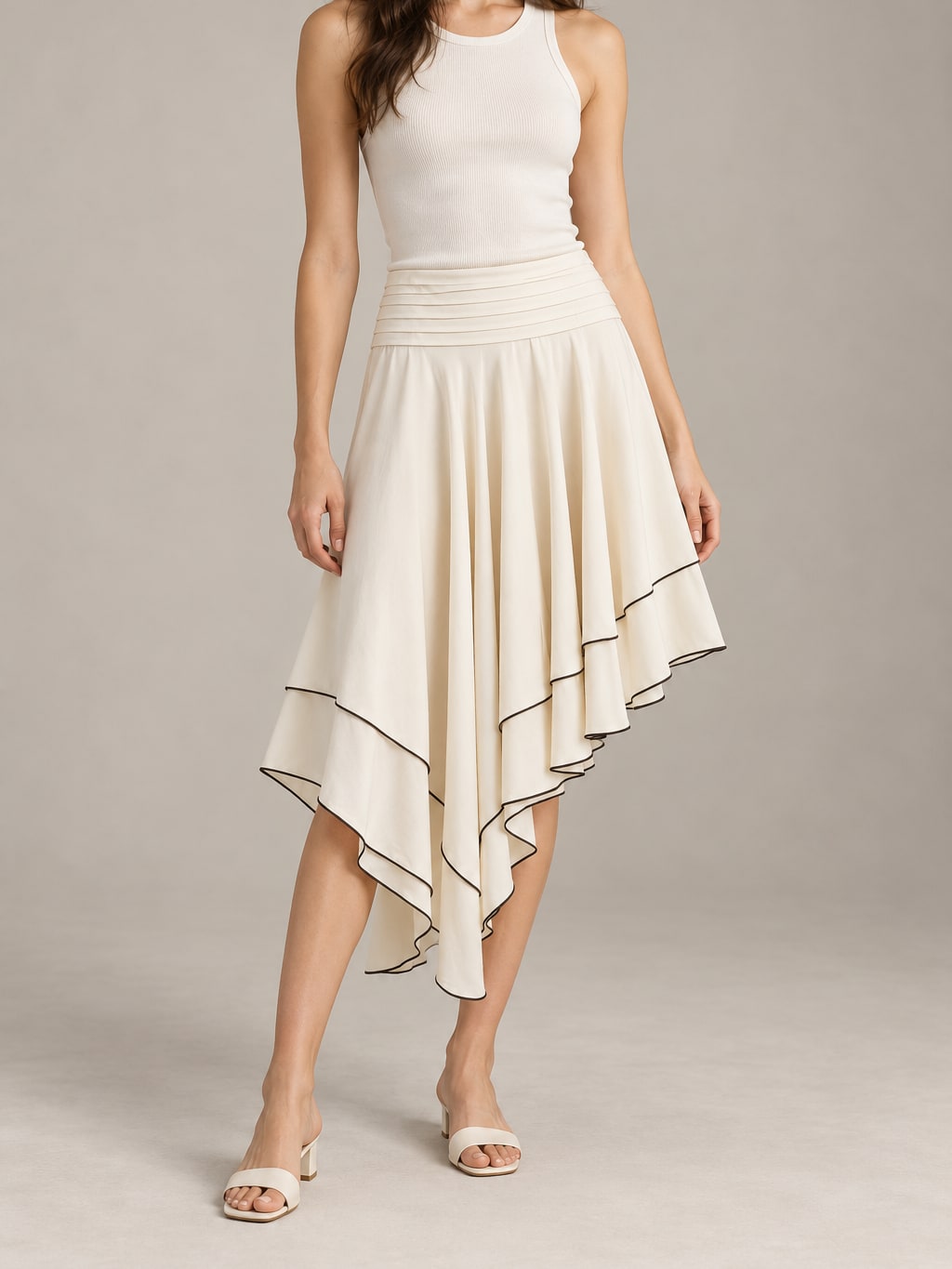 Asymmetrical Ruffled Midi Skirt