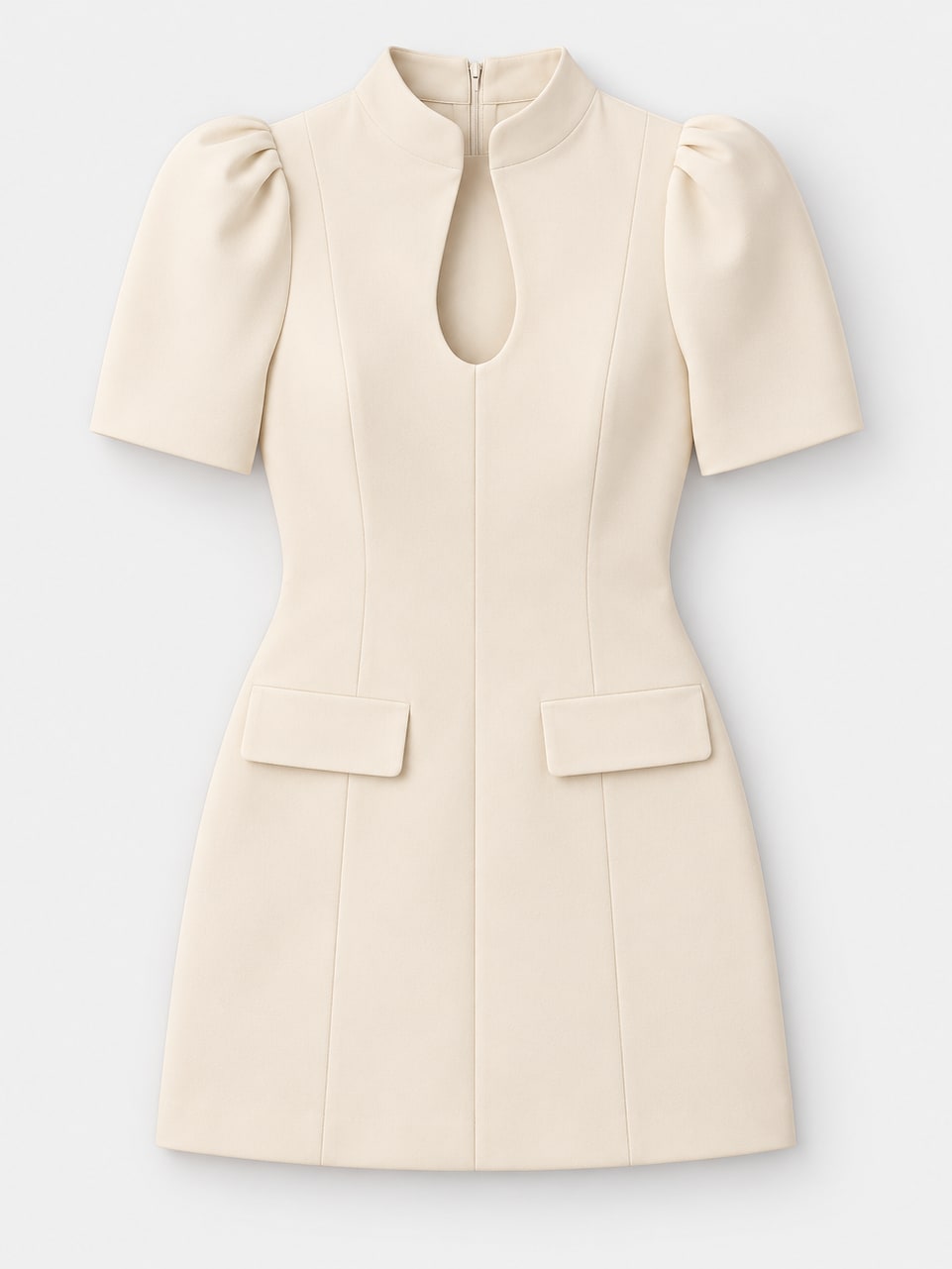 Puff Sleeve Keyhole Mini Dress