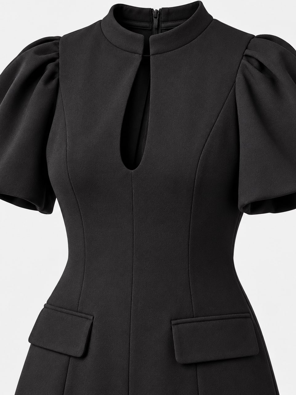 Puff Sleeve Keyhole Mini Dress
