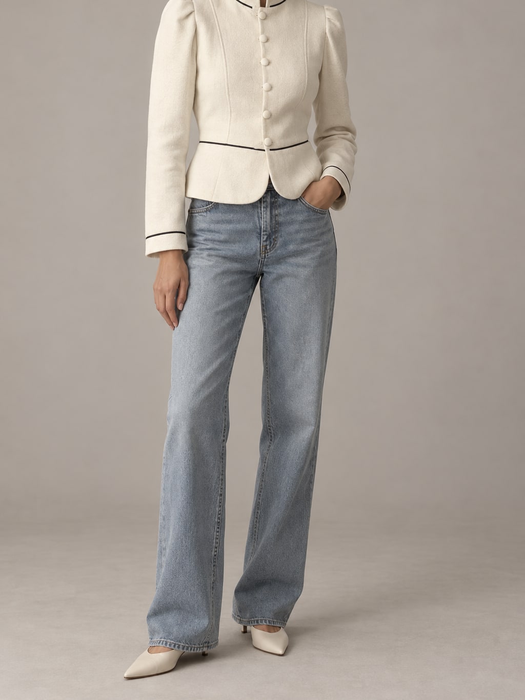 Contrast Trim Tailored Blazer