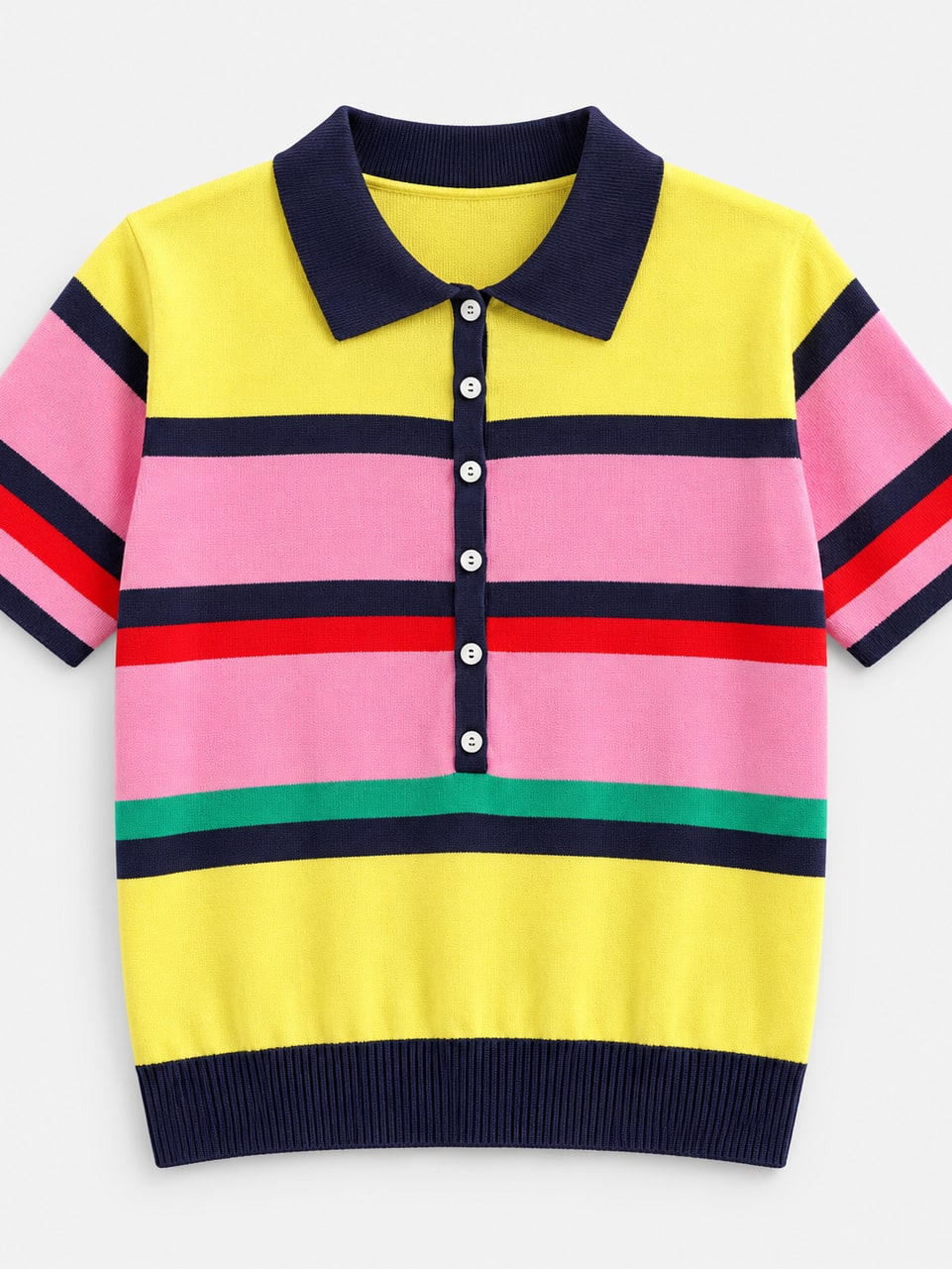 Striped Knit Polo Top