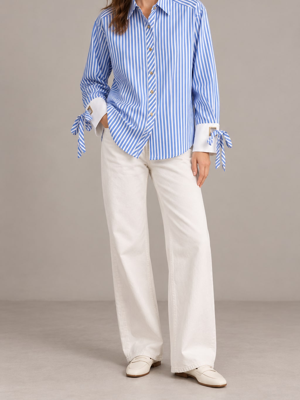 Striped Bow Cuff Shirt