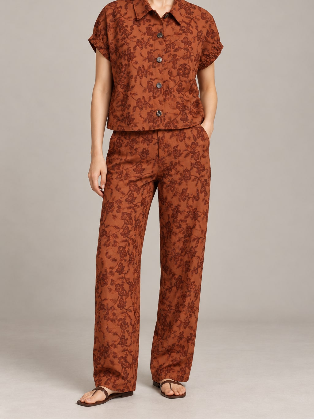 Embroidered Shirt And Trousers Set