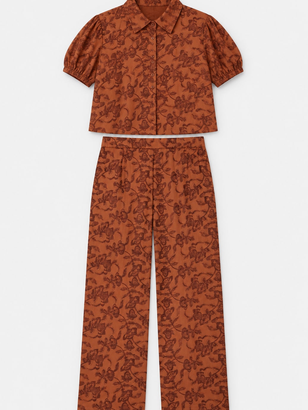 Embroidered Shirt And Trousers Set