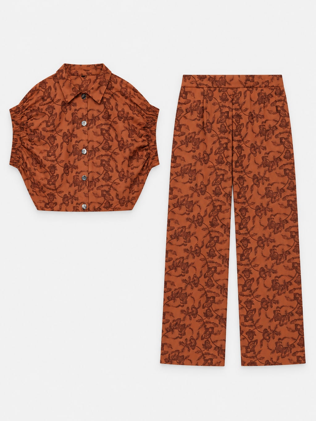 Embroidered Shirt And Trousers Set