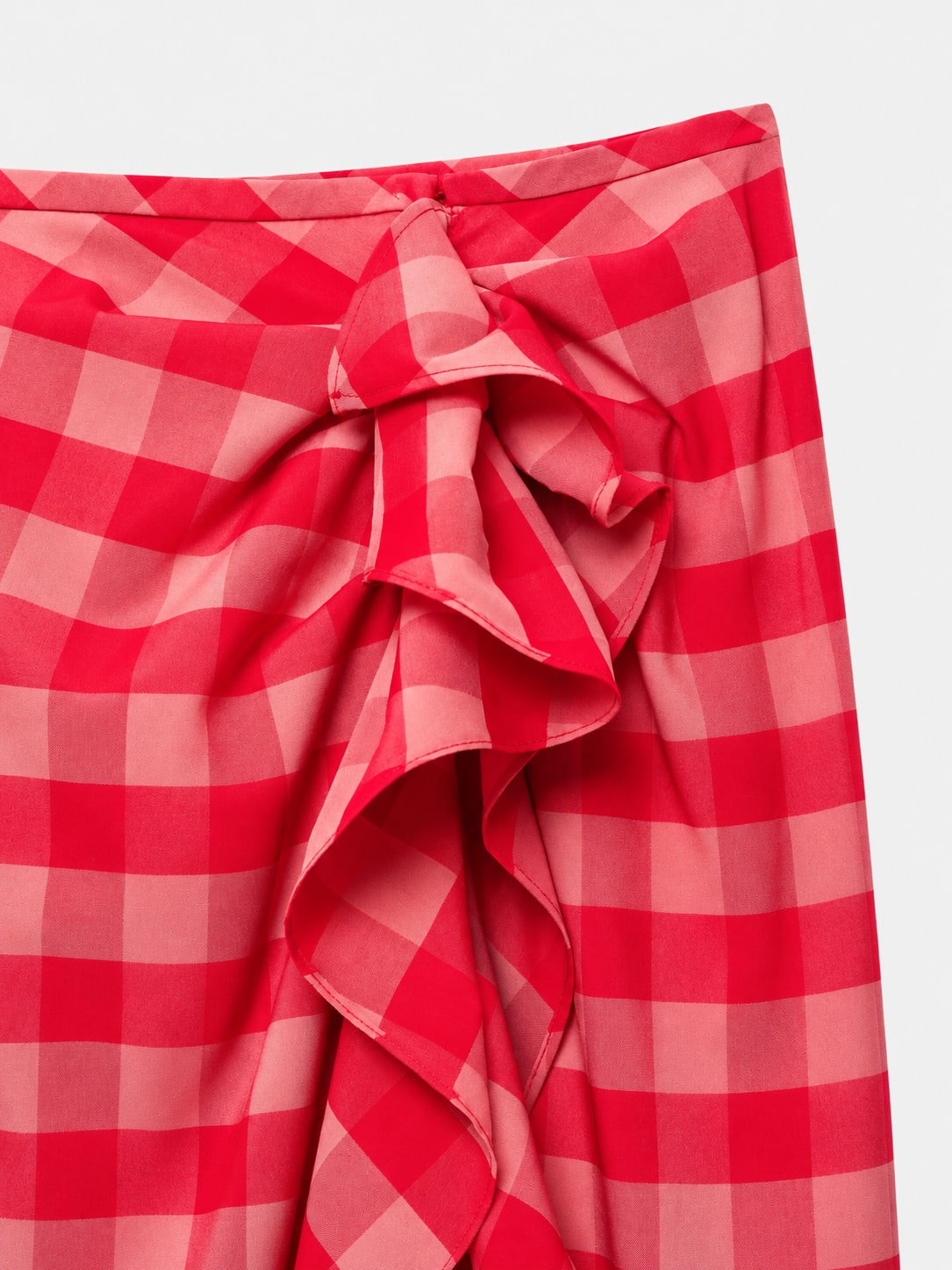 Plaid Ruffle Midi Skirt