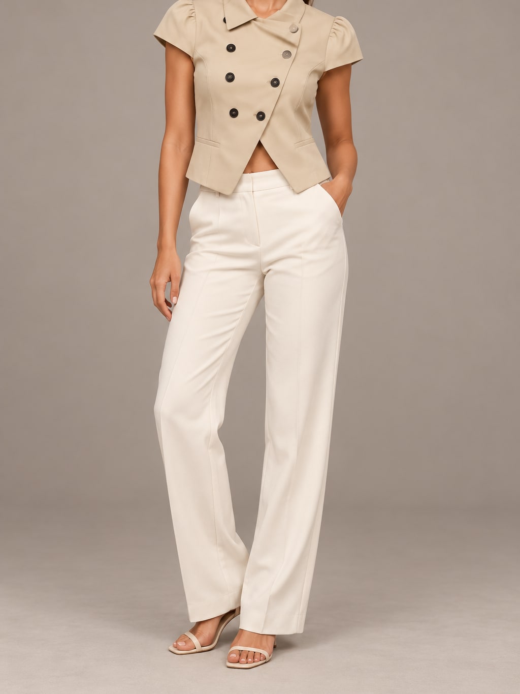 Short Sleeve Double Breasted Blazer