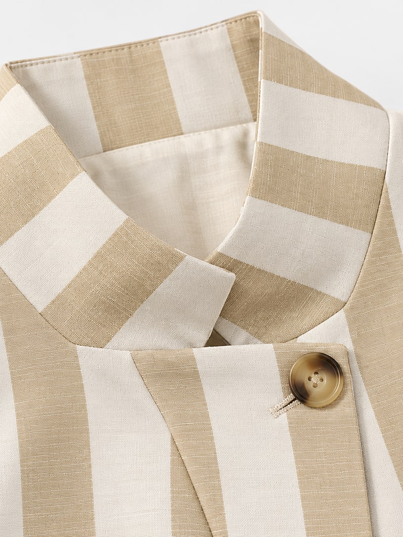Striped Stand Collar Blazer