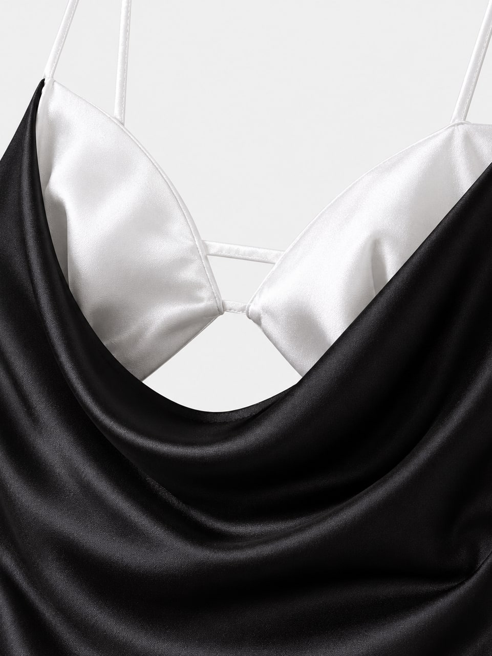 Contrasting Satin Slip Dress