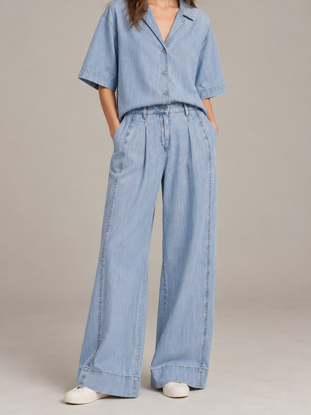 Denim Shirt And Trousers Set