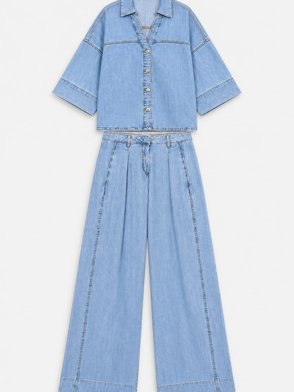 Denim Shirt And Trousers Set