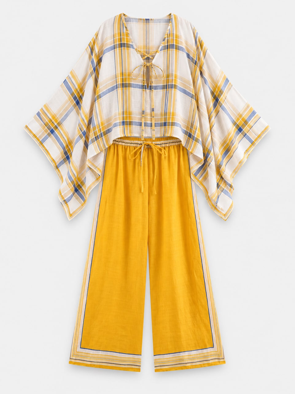 Plaid Cape Pants Set