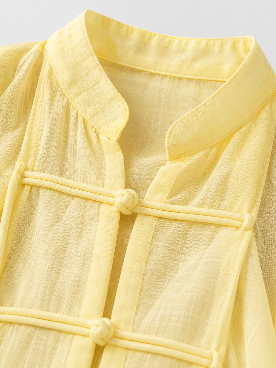 Rope Button Semi-Sheer Shirt