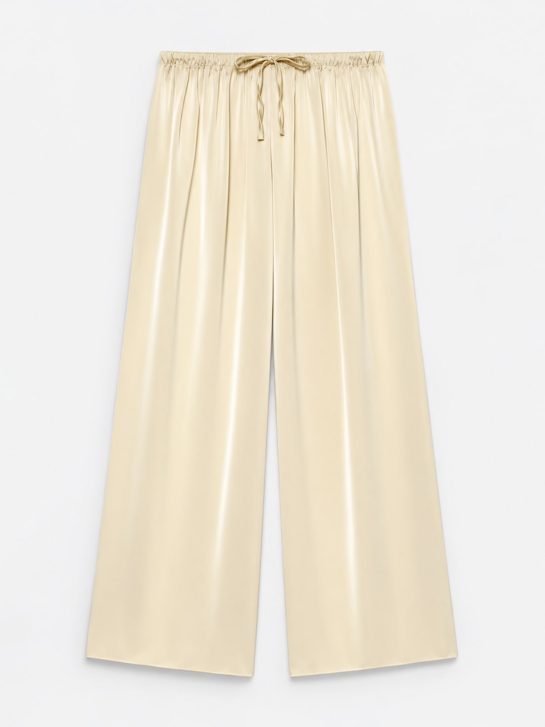 Drawstring Satin Wide Leg Trousers