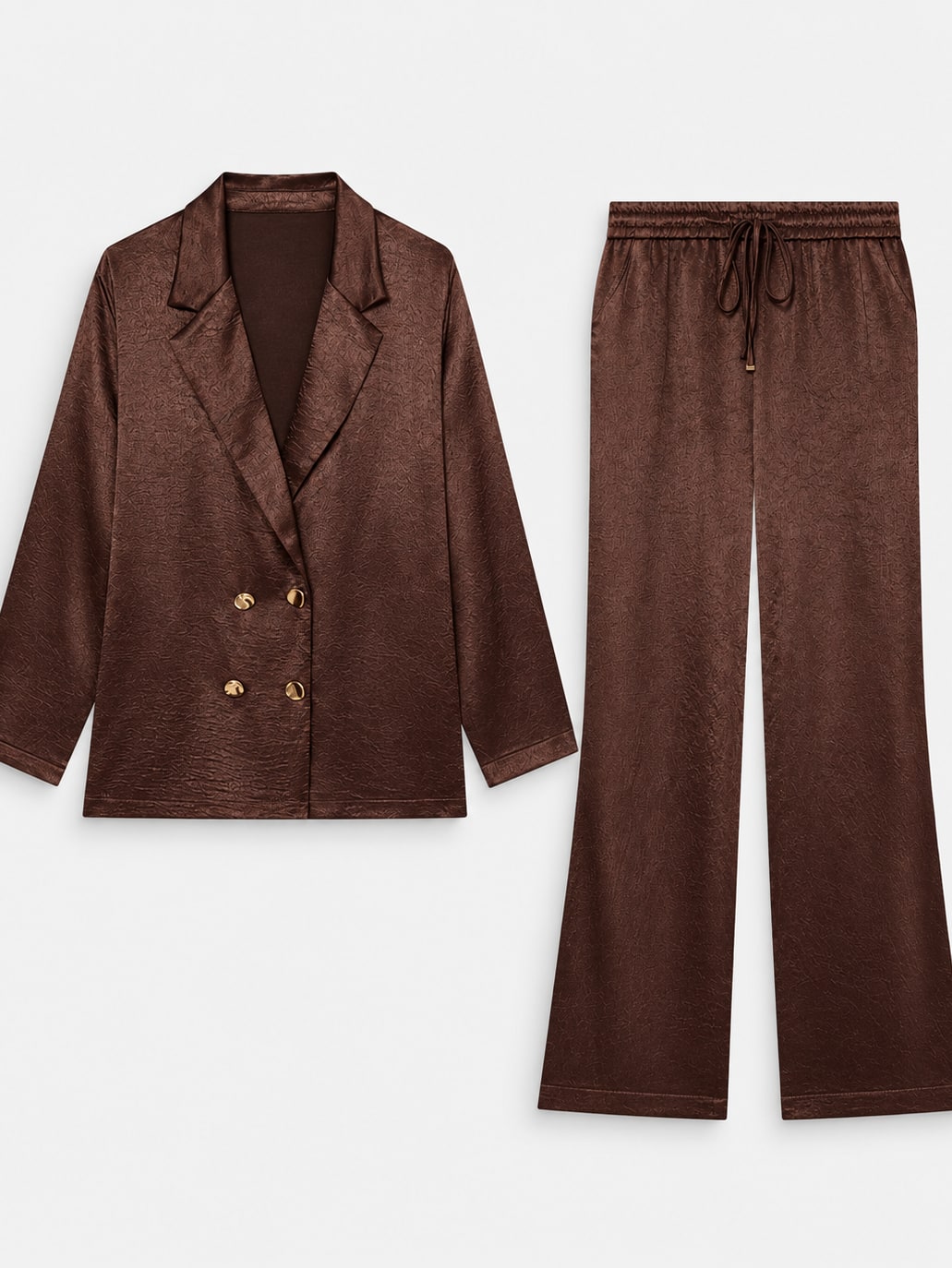 Wrinkled Satin Trouser Set