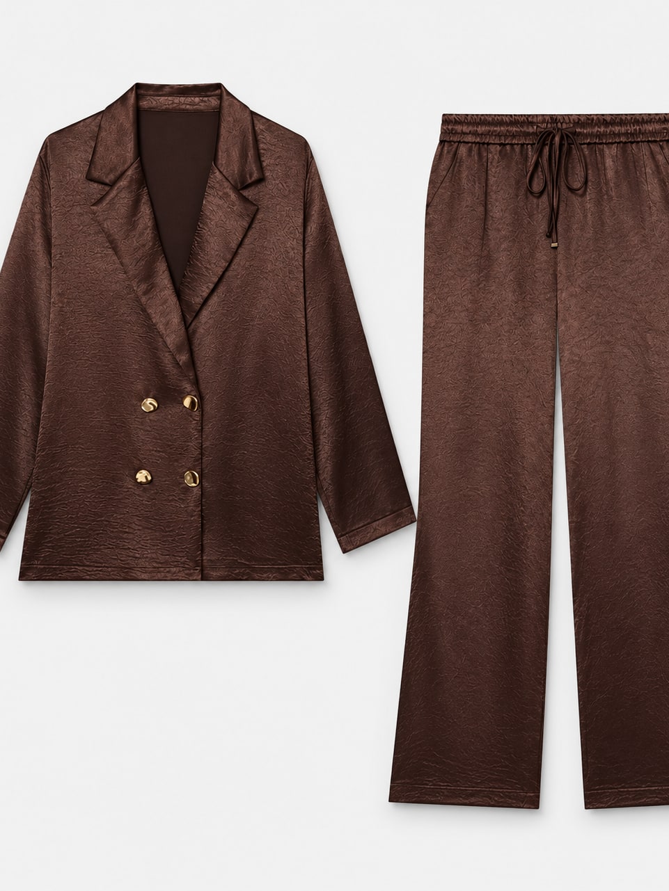 Wrinkled Satin Trouser Set