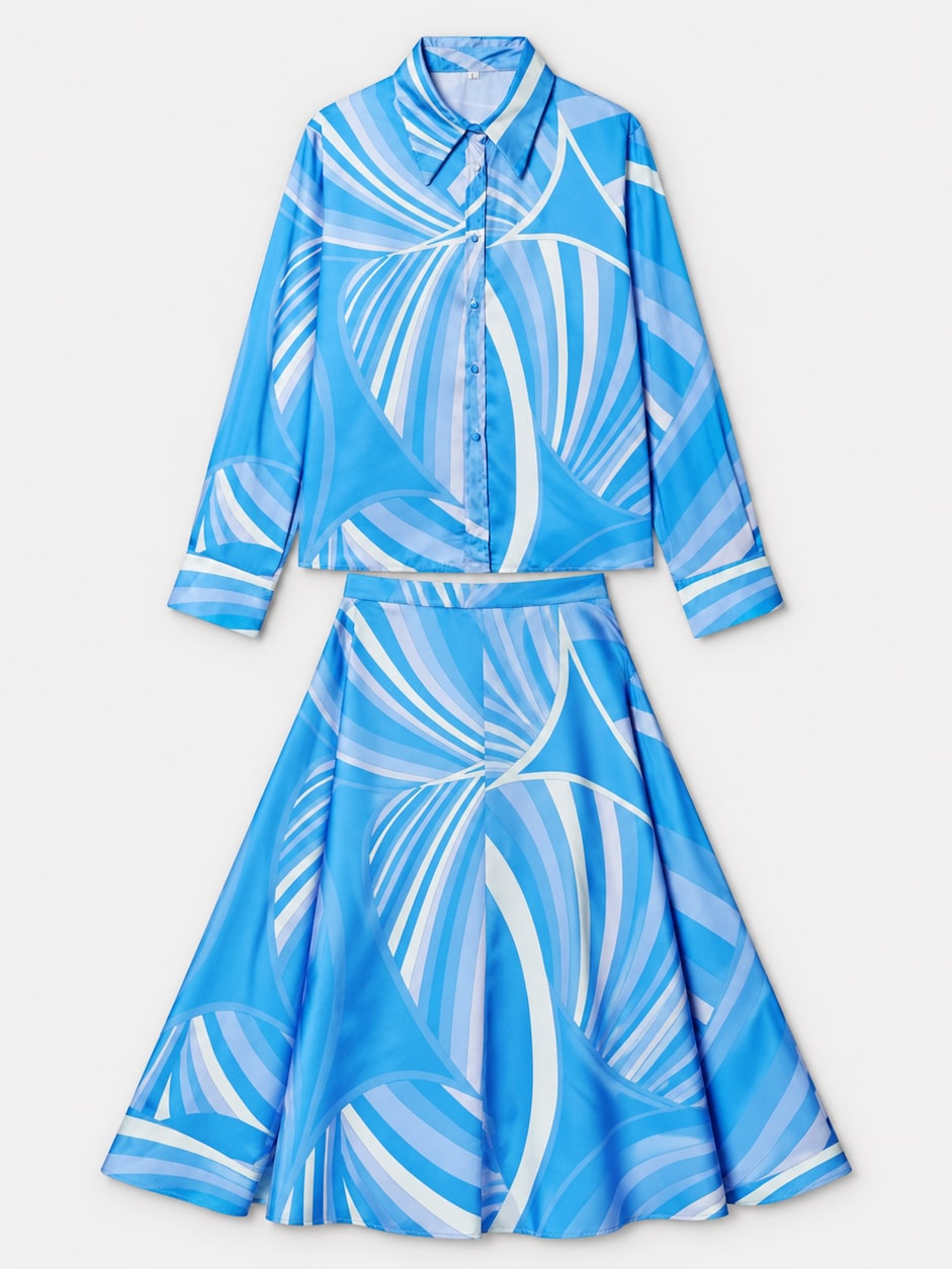 Printed Shirt and Midi Skirt Set