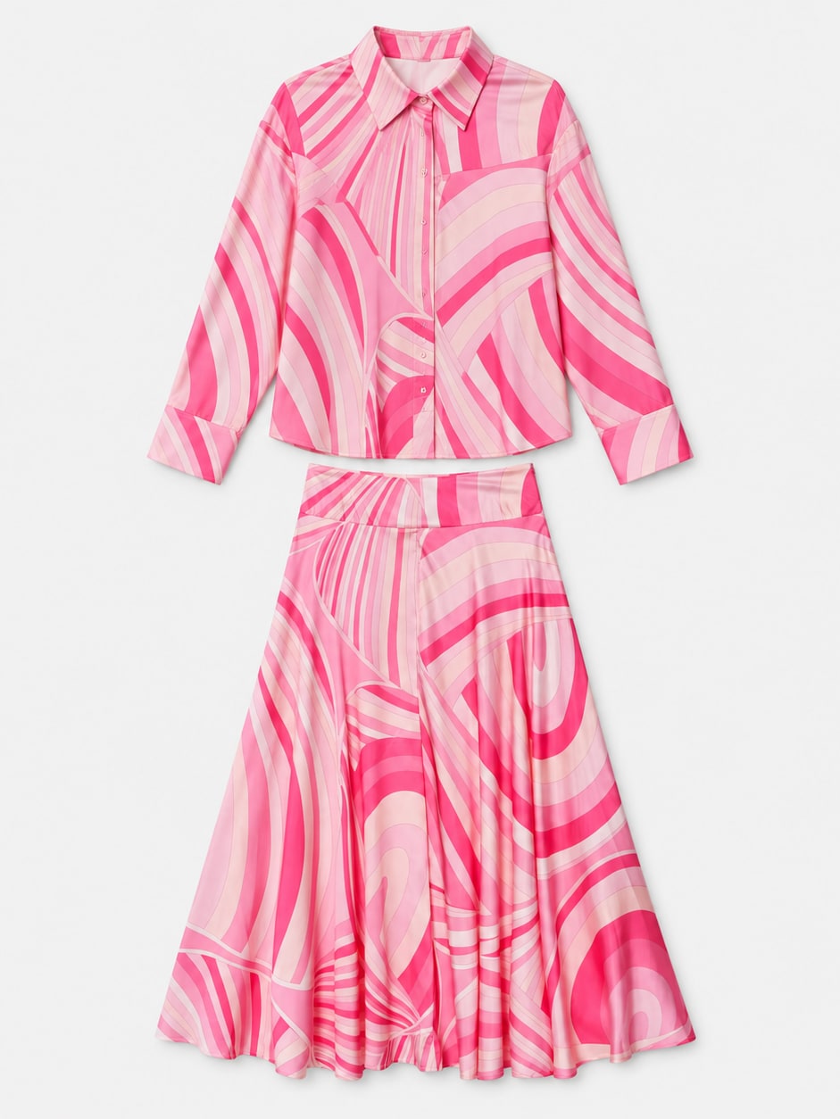 Printed Shirt and Midi Skirt Set