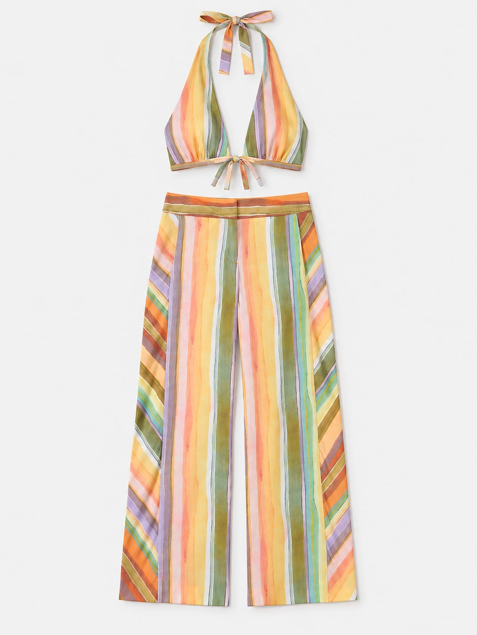Striped Halter Top and Trousers Set
