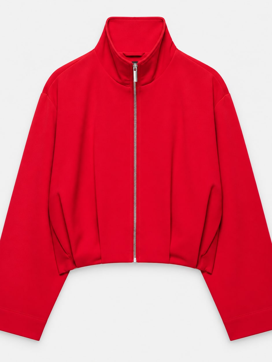 Pleated Hem Zip Jacket