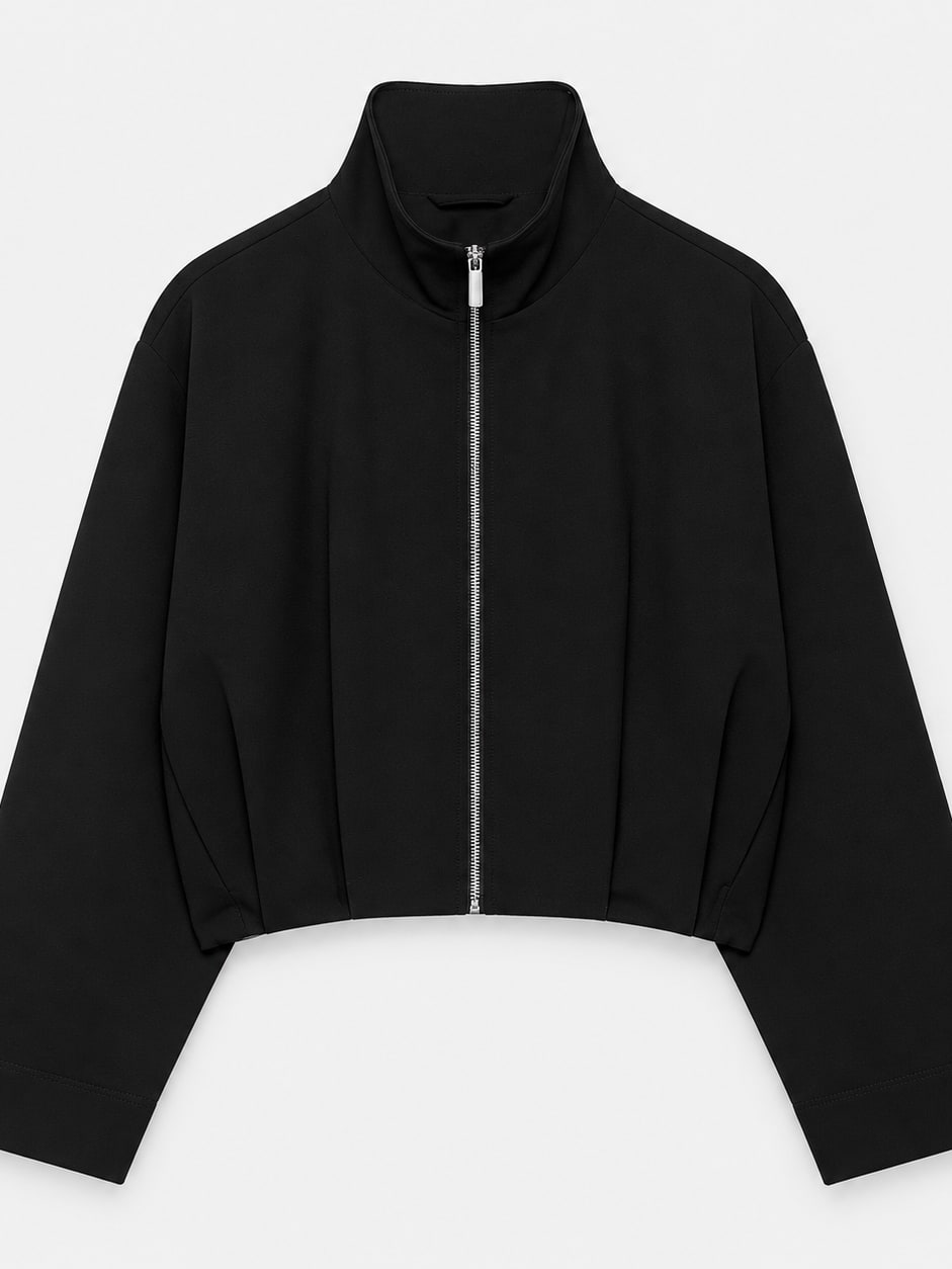 Pleated Hem Zip Jacket