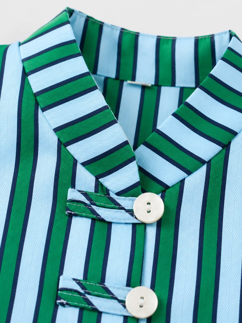 Striped Mandarin Collar Set