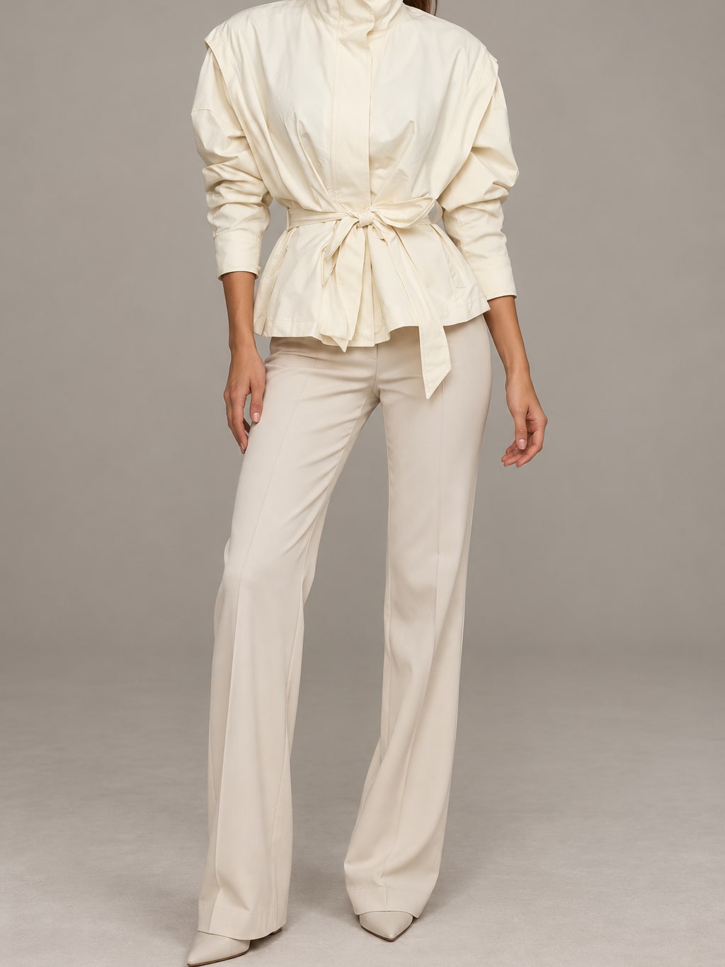Belted Stand-Collar Jacket
