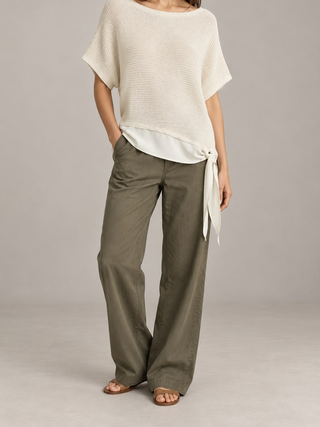 Layered Knit Tie Top
