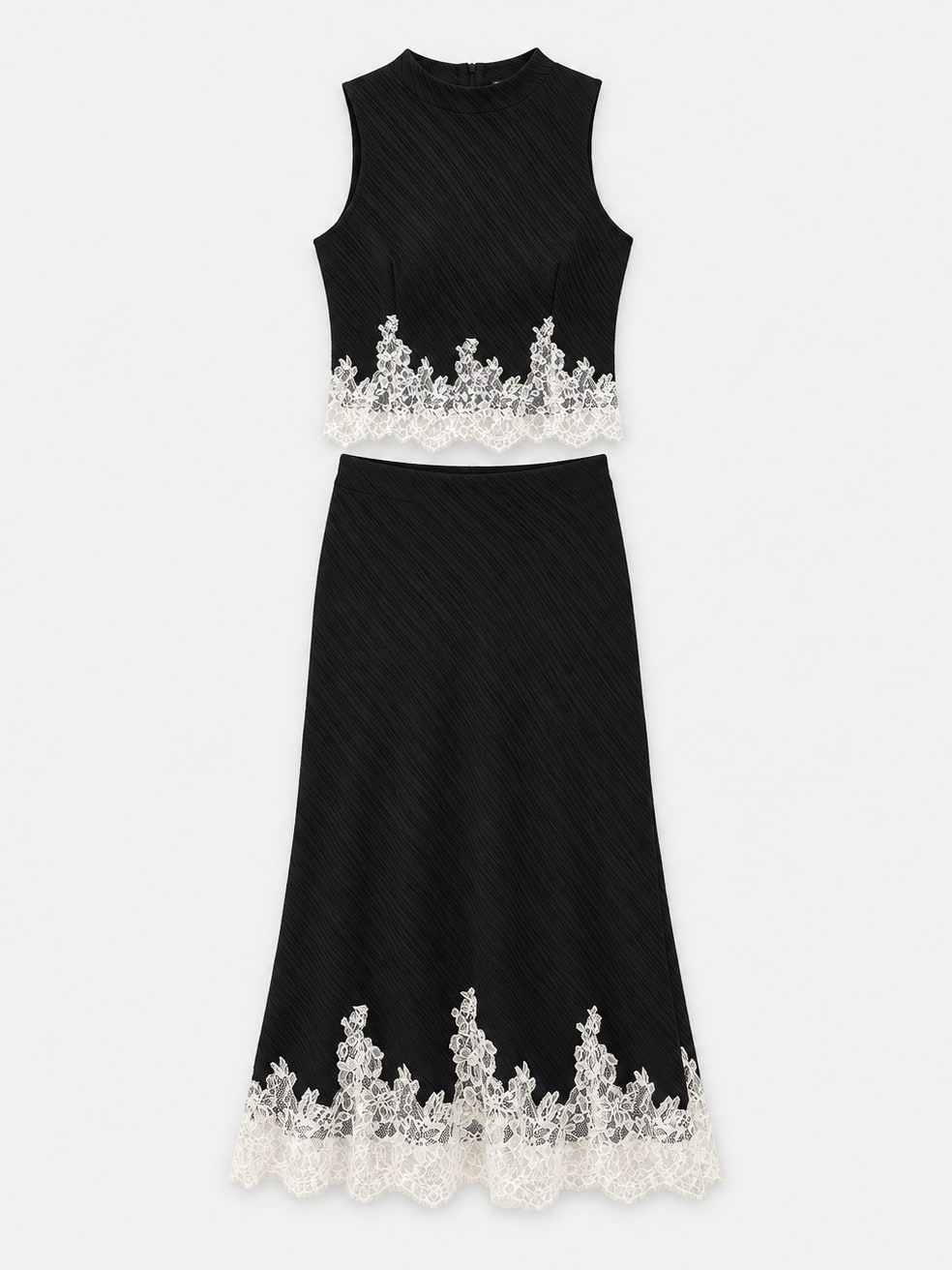 Lace Trimmed Skirt Set