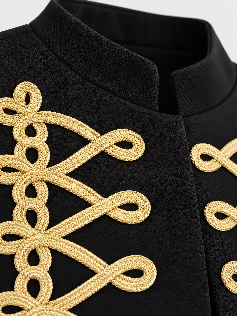 Embroidered Military Cropped Jacket