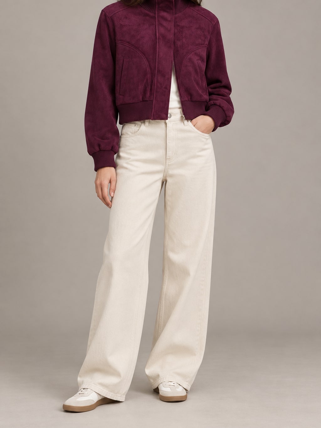 Faux Suede Zip-Up Jacket