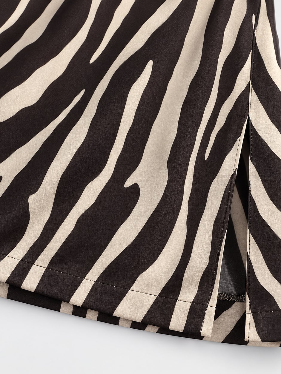 Zebra Print Midi Skirt