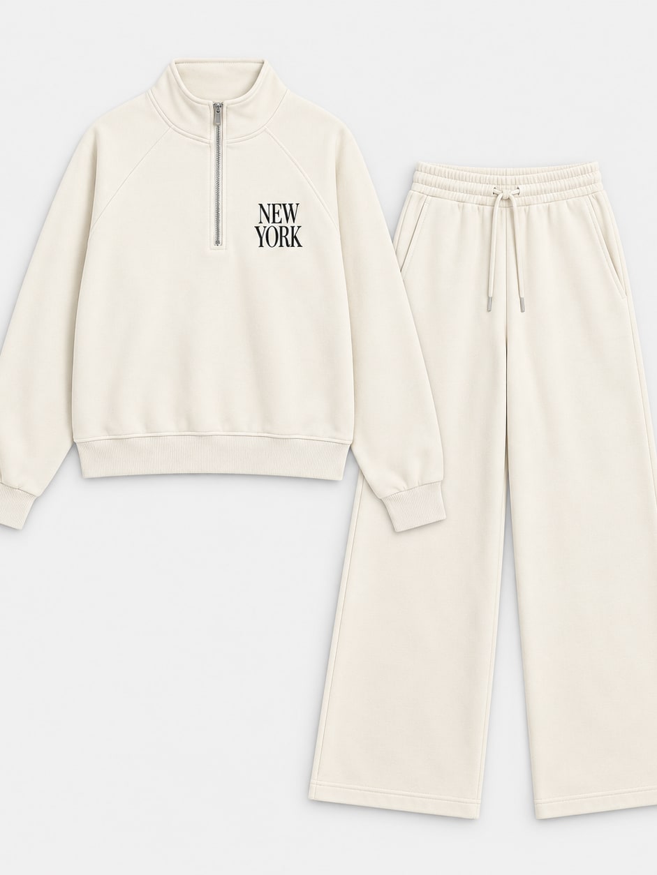 Letter Printed Sweatshirt Set