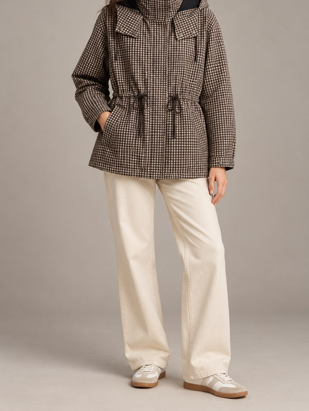 Gingham Hooded Utility Jacket