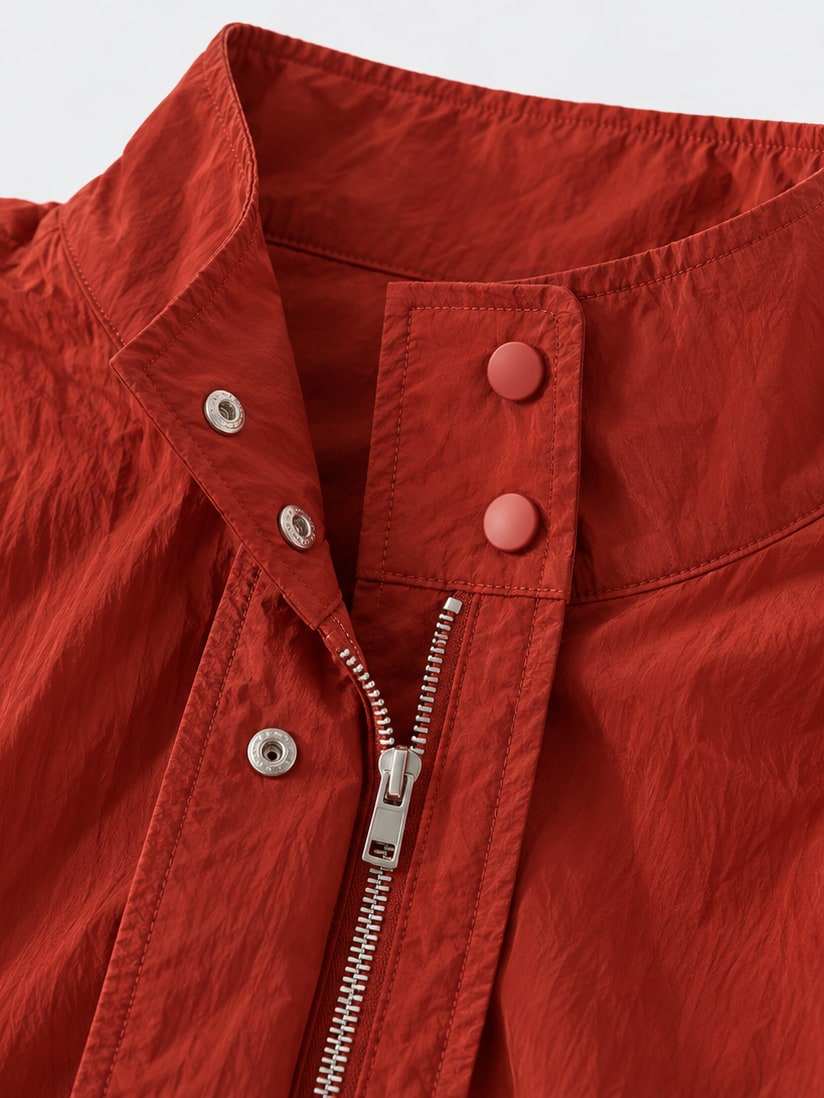 Stand Collar Zip Bomber Jacket