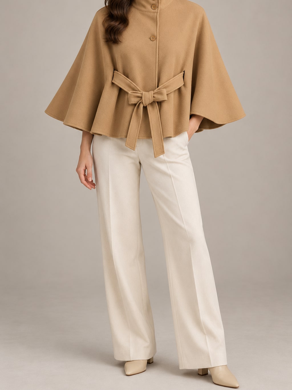 Belted Tweed Cape Jacket