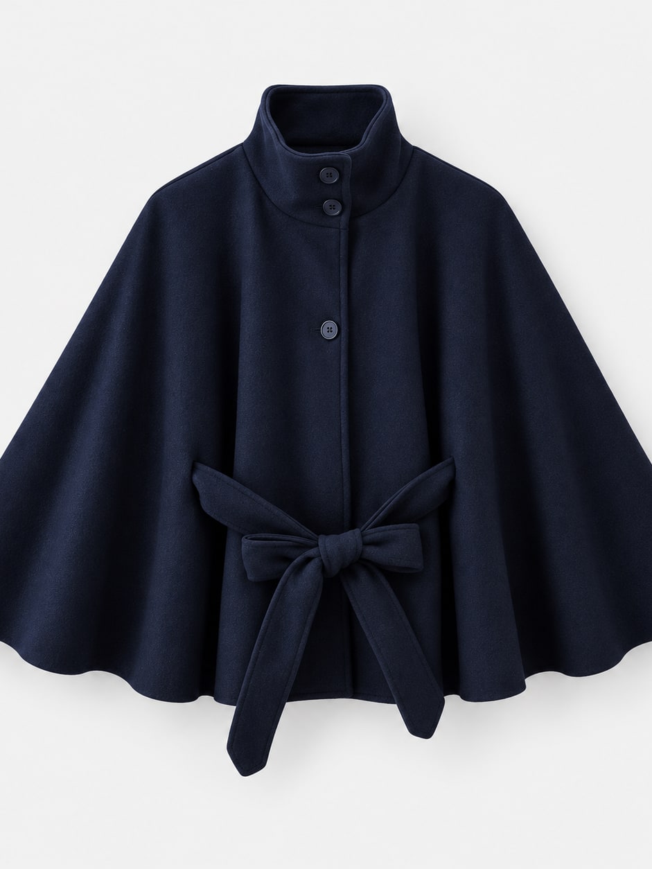 Belted Tweed Cape Jacket