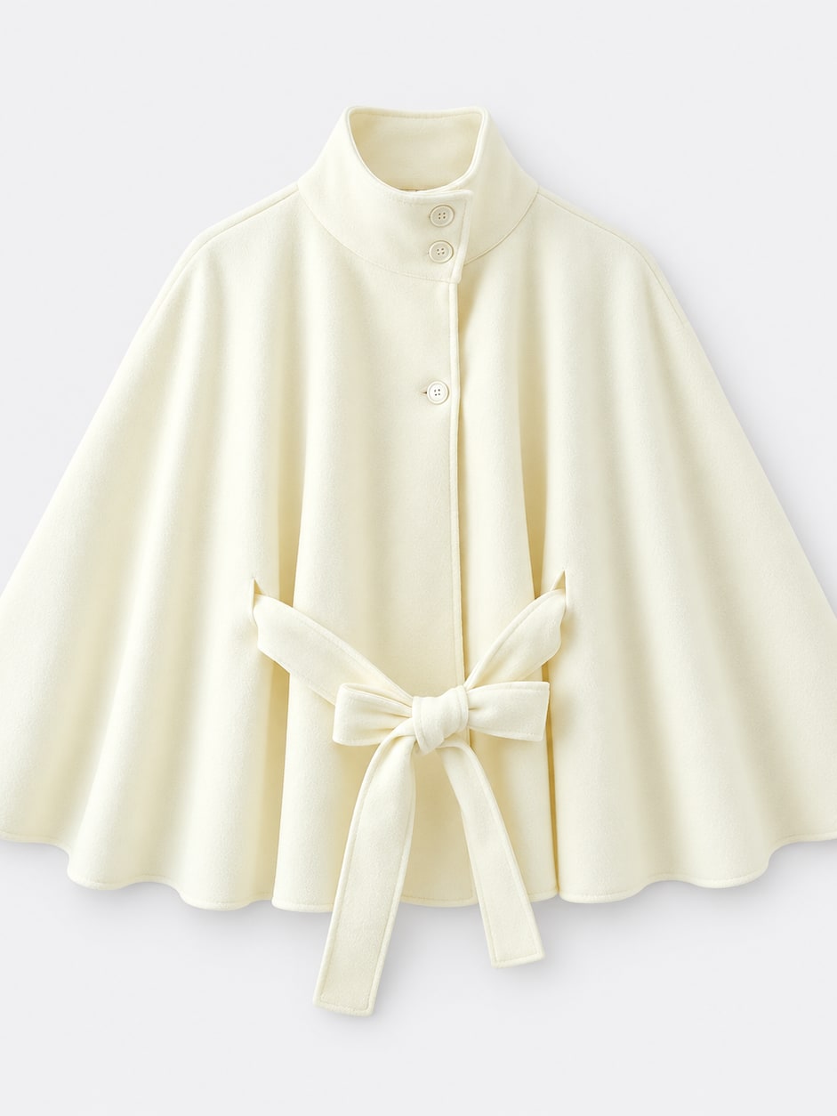 Belted Tweed Cape Jacket
