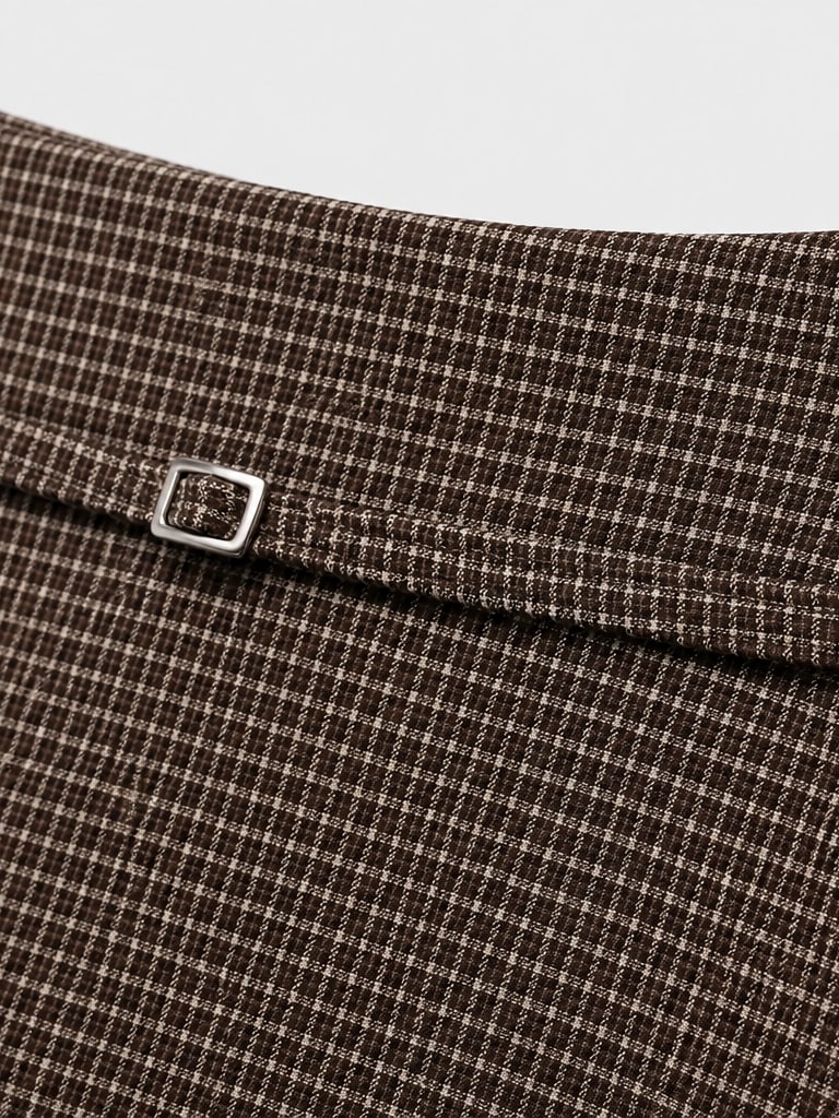 Plaid Skort With Belt Trim