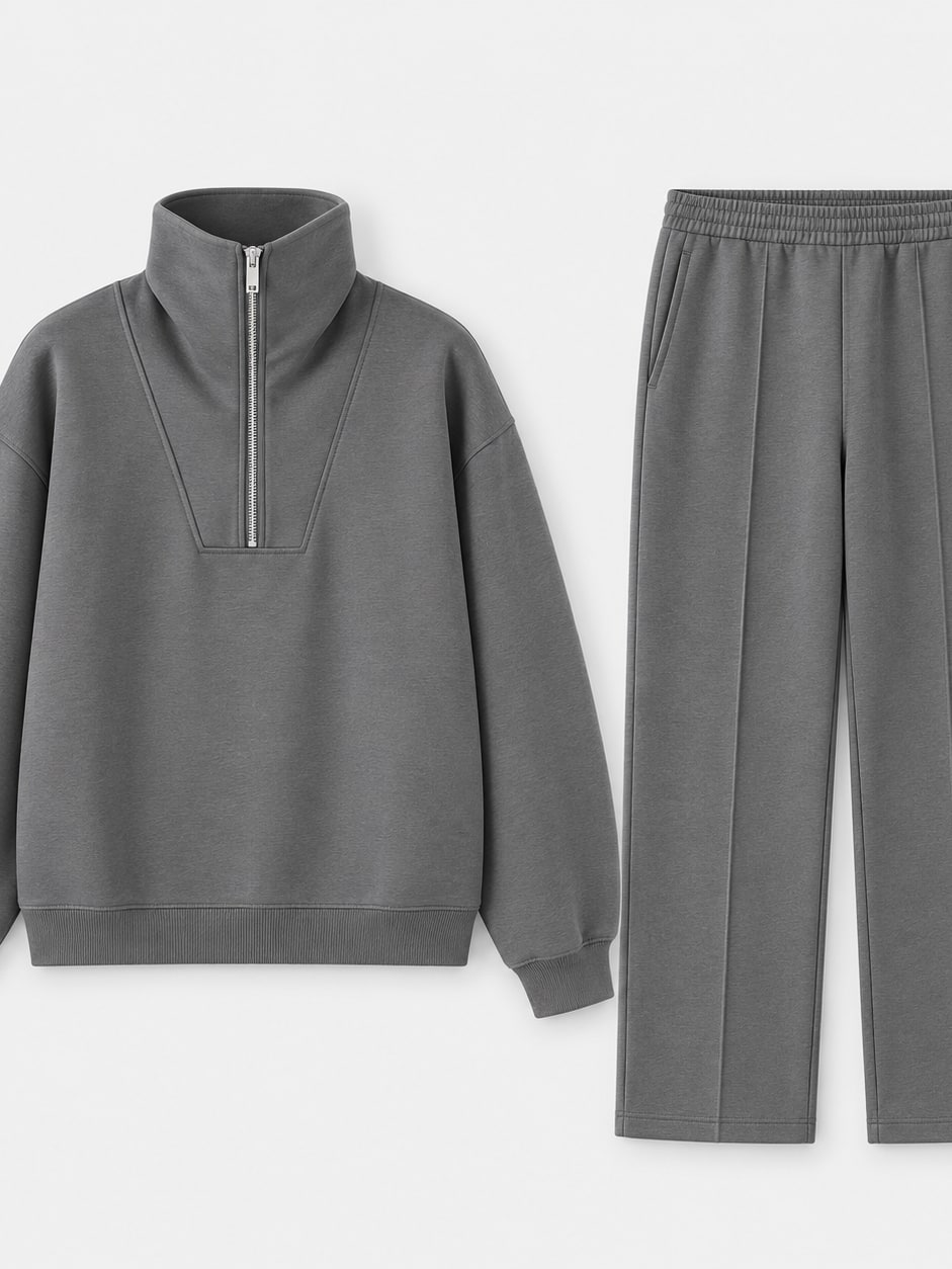 Zip Neck Sweatshirt Set