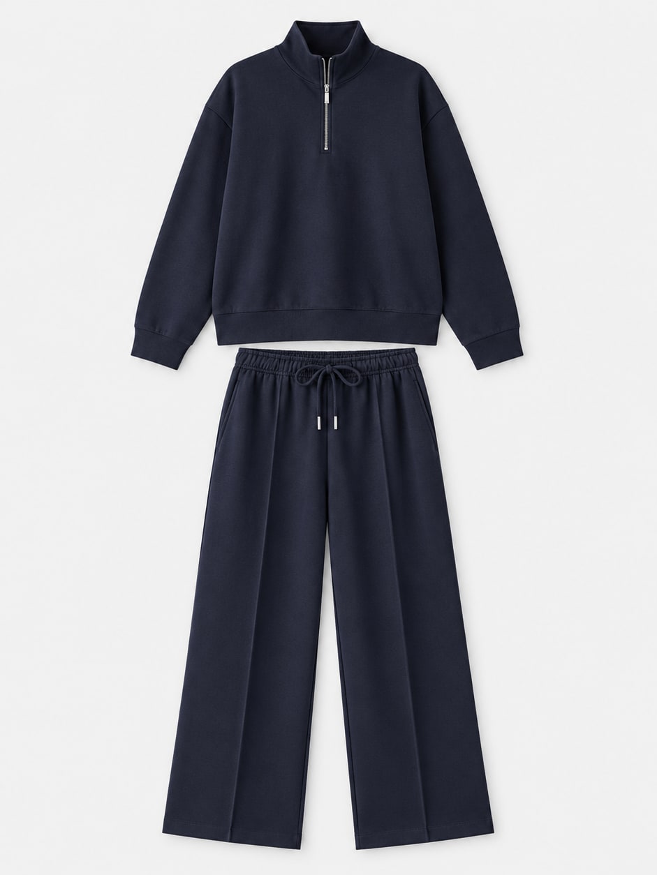 Zip Neck Sweatshirt Set