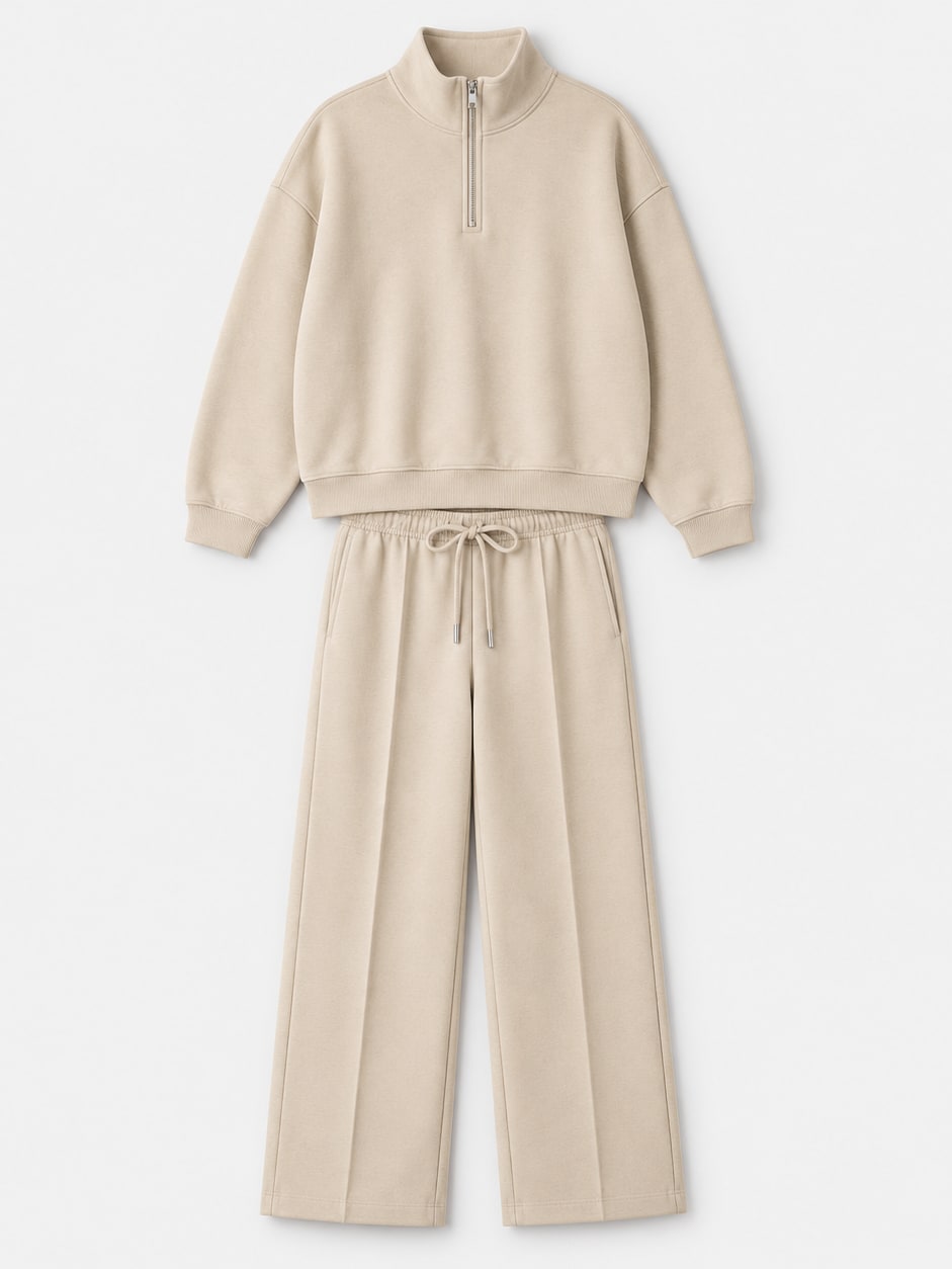 Zip Neck Sweatshirt Set