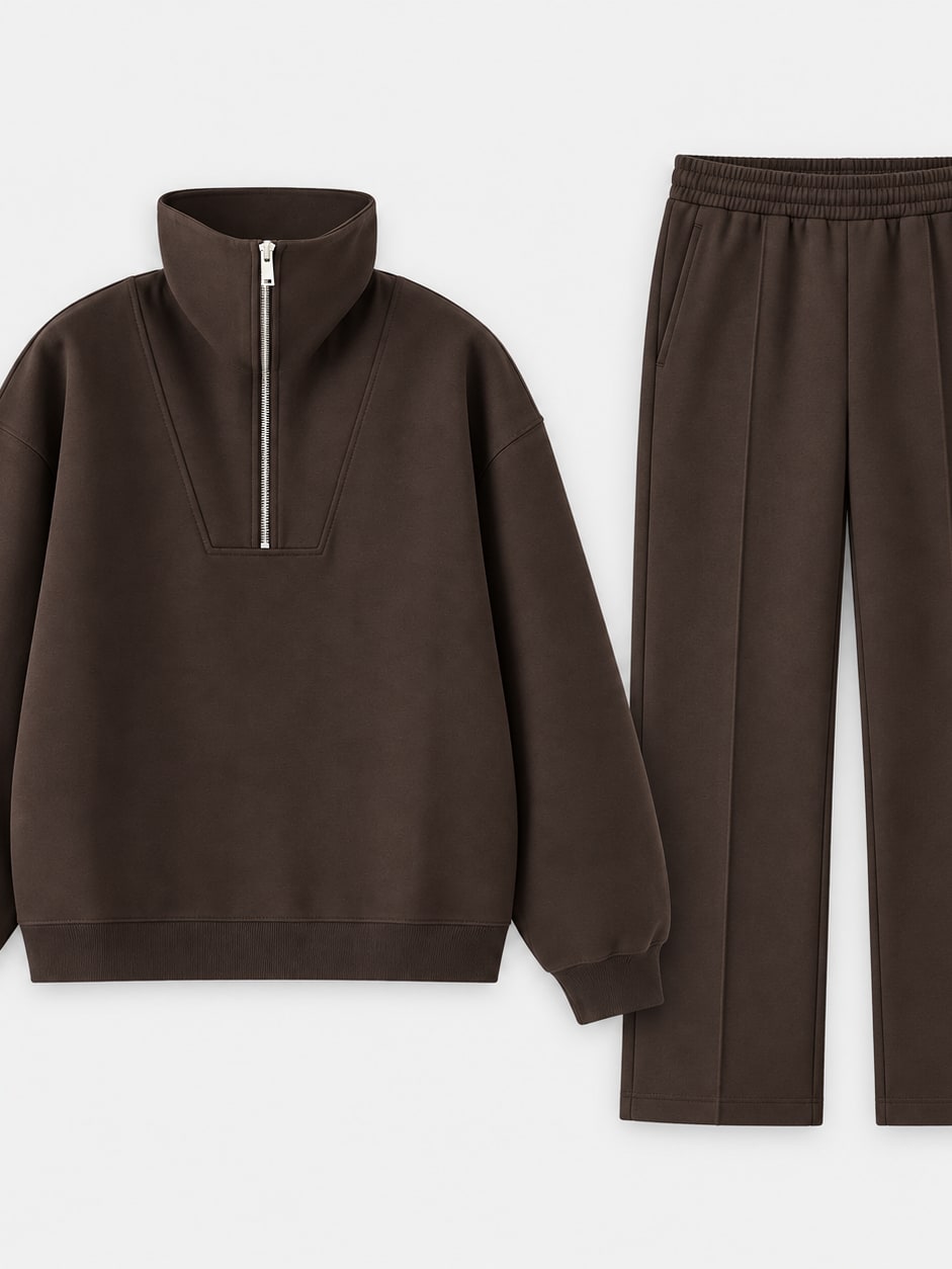 Zip Neck Sweatshirt Set